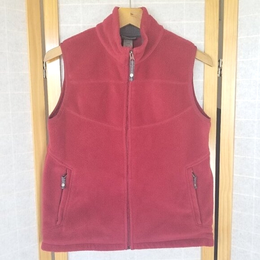 Boy's REI Outdoor Vest Large 14/16 Dark Red Crimson Full Zip Fleece